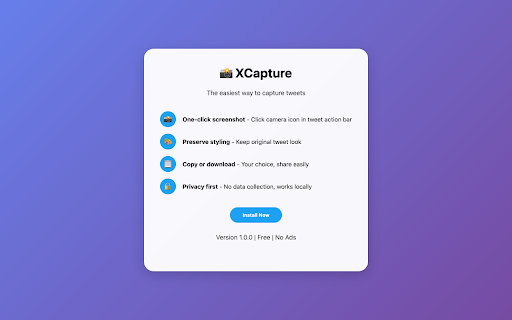 XCapture - X.com Tweet Screenshot :: Capture X.com tweets as images with one click. Preserve styling, copy or download. Free, no ads, privacy-focused.