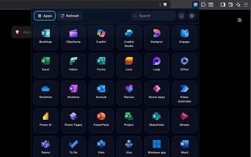 365 Launch :: A lightweight and compact Microsoft 365 launcher for apps and admin portals. Reduce tab clutter, speed up your workflow.