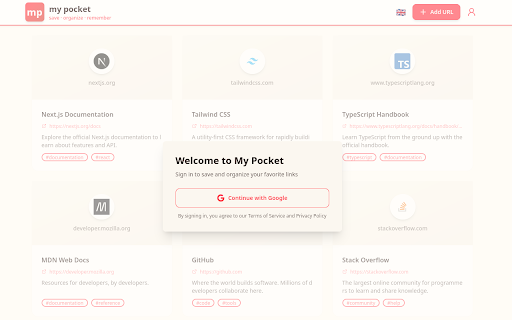 My Pocket :: A focused space to store, revisit, and organize your favorite links