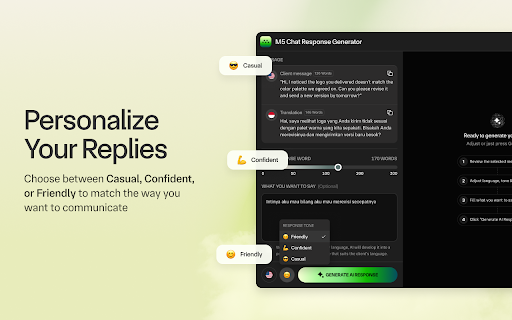 M5 Chat :: Reply faster with smart, natural, and auto-translated messages for Indonesian freelancers. Anytime, anywhere.