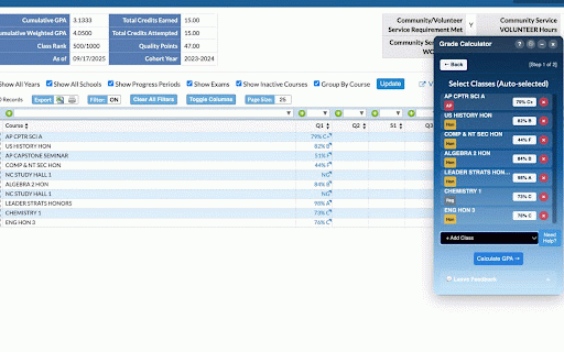 Focus Grade Calculator :: Secure floating grade calculator for Focus gradebook with enhanced privacy protection.