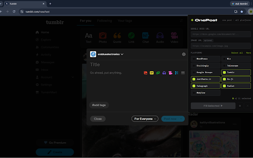 OnePost :: One post, all platforms. Auto-fill your blog content across mutiple platforms.