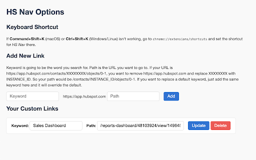 HS Nav :: Quickly navigate within HubSpot.