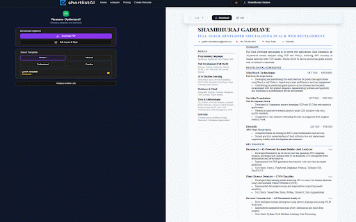 ShortlistAI Assistant :: Analyze Job Descriptions instantly with ShortlistAI.