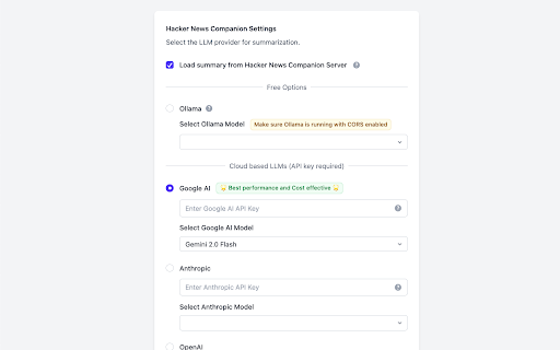 Hacker News Companion :: Enhance Hacker News with AI-powered discussion summaries, and enable keyboard navigation with Vim-style shortcuts