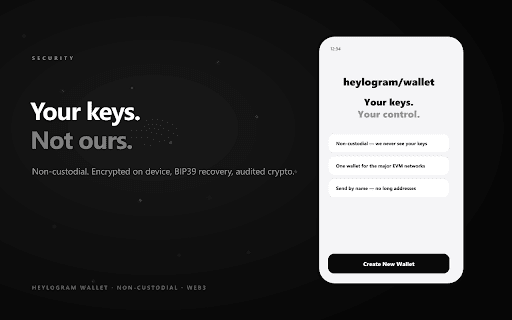 Heylogram Wallet :: Self-custody Web3 wallet — send to readable names instead of long addresses, manage your tokens and NFTs, keys stay with you.