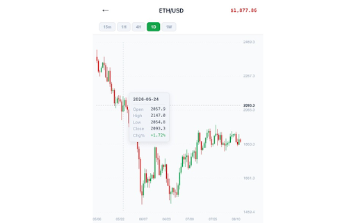 Crypto Glance :: Live tracking of Top 20 crypto pairs from Crypto Exchange with K-line charts, currency converter, and spot/futures toggle.