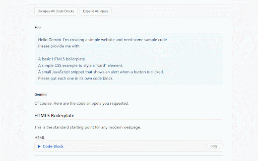 Simple Exporter for Gemini™ :: Export Gemini chats to HTML, JSON, and Markdown with a single click.