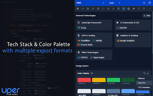Uper SEO Auditor :: All-in-one SEO auditor in your sidebar — meta tags, schema, links, images, 7K+ technologies and more. 100% local, no account needed.