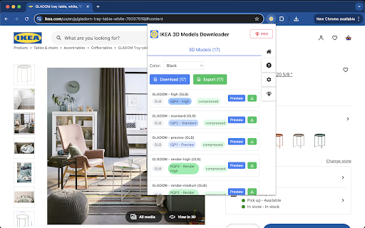 IKEA 3D Models Downloader - Download GLB/GLTF 3D Models :: Download IKEA product 3D models in GLB/GLTF formats with preview. Perfect for designers and 3D enthusiasts.