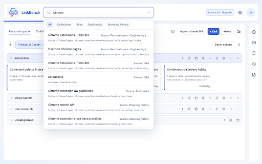 LinkBench :: Find links, revisit your browsing, and keep personal notes in your Chrome new tab.