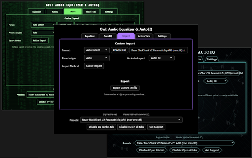 Owl: Audio Equalizer & AutoEQ :: Per-tab audio equalizer with presets and AutoEQ profile search.