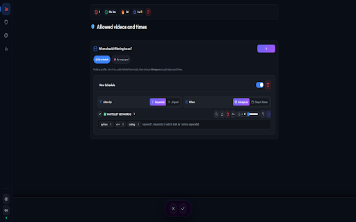 Keyword Nutrition for YouTube :: Filter YouTube by keywords or AI instruction. Blurs, blanking, schedule locks and a focus XP/streak system.