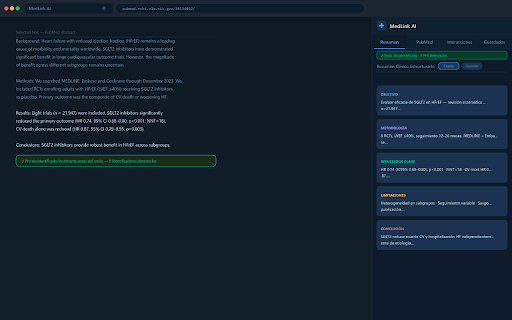 MedLink AI :: Copiloto clínico: evidencia en PubMed, interacciones farmacológicas y resúmenes con IA para profesionales de salud.