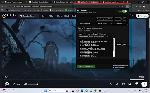 Bắt Link Phim :: Bắt link phim (m3u8/mp4) và phụ đề, kèm đầy đủ headers.