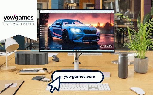 BMW M2 CS Live Wallpaper :: Stunning blue BMW M2 CS with pink accents on wet road under dramatic sunset sky.