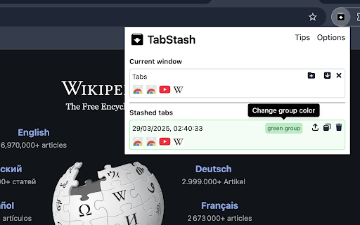 TabStash :: Tab Groups, Saved & Restored