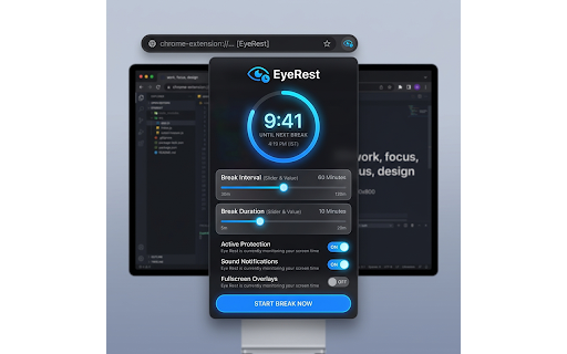 EyeRest: 20-20-20 Rule Eye Care & Rest Timer :: Prevent eye strain and dry eyes with smart 20-20-20 rule reminders and guided exercises. Optimized for digital wellness.