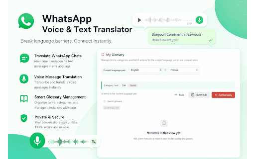 WhatsApp Translation - FluentChat Voice to Text :: Real-time translation and voice transcription for WhatsApp Web conversations.
