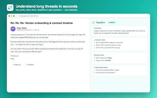 ReplyMint :: Generate smart AI replies directly inside Gmail.