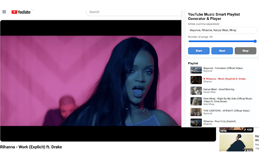 YouTube Smart Music Playlist Generator & Player :: Auto-generate custom music playlists from your favourite artists.