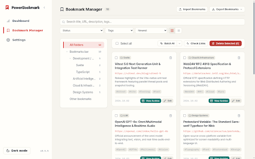 PowerBookmark :: Bookmark manager with AI categorization, offline HTML archiving, link health check, and multi-cloud sync.