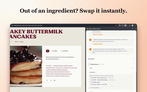 Gratly: AI Recipe Saver :: Save any recipe in one click — get a clean cook view, timers, meal plans, and AI tools. No life story.