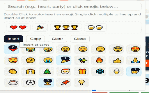 Right-Click Emoji :: Quickly insert emoji via right-click or from the popup search (supports multi-select).