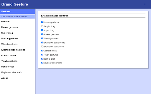 Grand Gesture :: The most comprehensive mouse gesture extension, featuring mouse gestures, super drag, rocker gestures, wheel gestures and more
