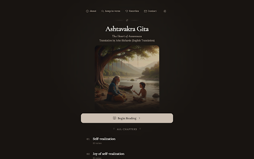 Ashtagita — Verse of the Day :: Replace new tabs with ancient wisdom. Each tab: a verse on consciousness & liberation. Sanskrit + English. No ads, no distraction.
