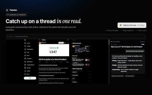Tabwise - AI Assistant for Every Page :: Ask AI questions about the page you're viewing