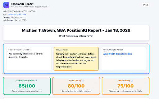 PositionIQ – AI Resume Job Match & Feedback :: Recruiter-grade resume feedback and interview guidance before you apply. PositionIQ analyzes your resume against any job posting.