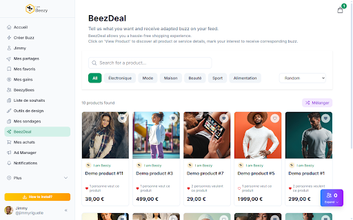 I am Beezy - Rewards & Smart Shopping :: Soyez récompensés en découvrant nos partenaires ! Créez aussi vos demandes produits pour recevoir les meilleures offres.