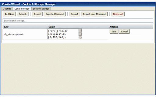 Cookie Wizard - Cookie & Storage Manager :: View and manage cookies, local storage, and session storage for the current tab