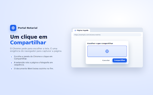 Constatação Portal Notarial :: Captura a janela real do Chrome de páginas logadas e envia para a constatação notarial.