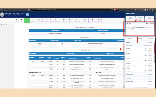 What if CGPA Planner :: Edit, analyze, and plan your semesters, plus a quick-glance widget for today's routine and attendance on the NSU RDS portal.