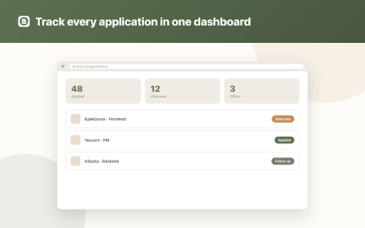 SmartCV — AI Resume Autofill for Job Applications :: Autofill job applications with your AI-generated resume. Track every submission, take notes, and never lose a lead again.