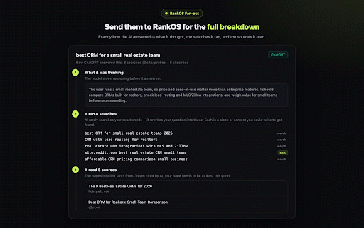 RankOS Fan-out :: See the query fan-out behind any AI answer: the sub-searches ChatGPT, Perplexity and Gemini actually run before they reply.