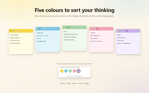 Quick Notes — Sticky Notes on Pages :: Create, move, and persist sticky notes on any webpage. Notes are saved per URL and reappear automatically.