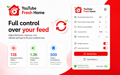YouTube Fresh Home :: Refresh your YouTube Home feed with recommendations you have not already seen.