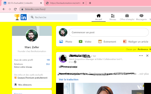 Linkedin Automate :: Auto connect & auto send fully-customized message to everyone in your current Linkedin search, every tasks running in the browser…