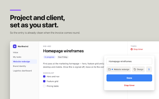 Timen Time Tracker :: One-click Timen time tracking inside the web tools you already use.