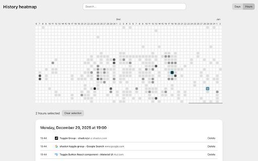 History heatmap :: Visualize and manage your browsing history