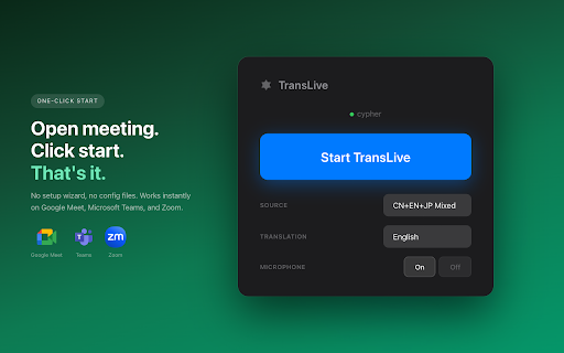 TransLive :: Real-time transcription & translation for online meetings