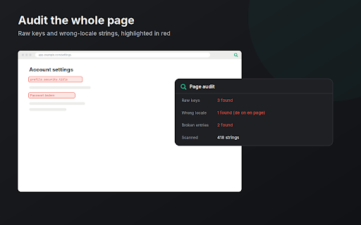 i18n Detective: Translation Key Finder & Localization QA :: Find the translation key behind any broken string and its source: dictionary, micro-frontend or backend. Audit pages, check locales.