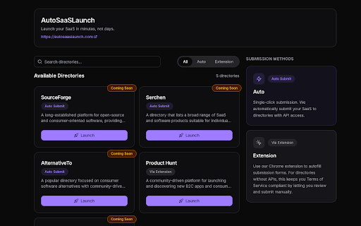 AutoSaaSLaunch - Automated Directory Submissions :: Launch your SaaS everywhere, automatically.