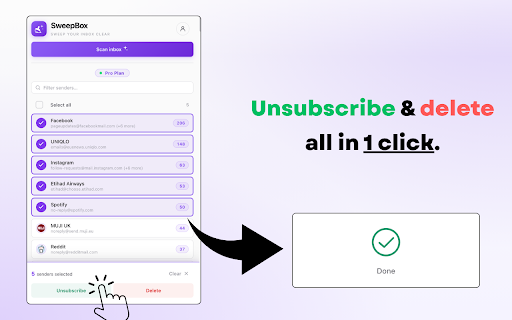 Gmail Cleaner & Mass Unsubscribe Tool - SweepBox :: Clean Gmail inbox in minutes. Mass unsubscribe newsletters, bulk delete spam & promo emails. Fast Gmail cleaner, privacy-first.