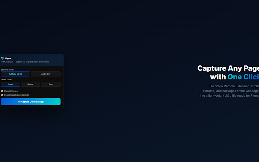 Veqo — HTML to Design :: Veqo — Capture any webpage and import it into Figma as editable design. Auto-scrolls, extracts components and builds design systems.