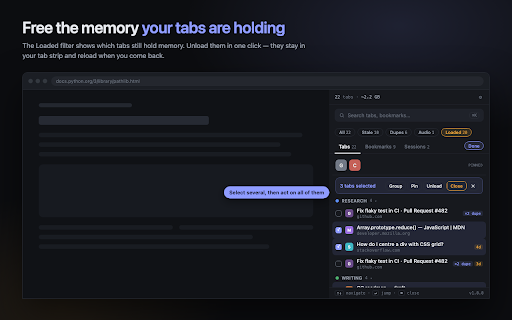 TabKeeper :: Side panel manager for open tabs, bookmarks, and saved sessions.