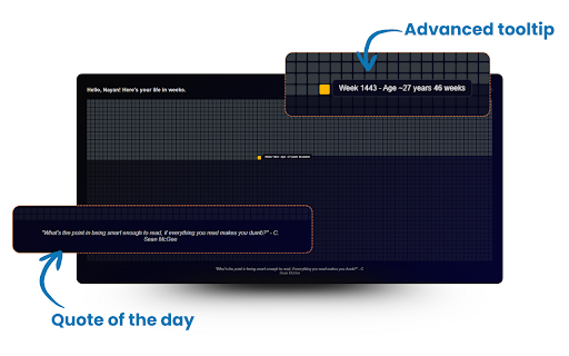 Life in Weeks :: Replace your new tab with a visualisation of your life in weeks.
